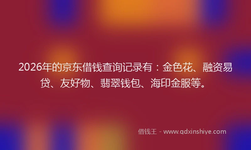 2026年的京东借钱查询记录有：金色花、融资易贷、友好物、翡翠钱包、海印金服等。