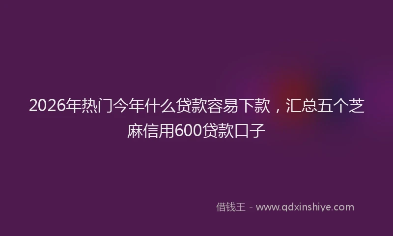 2026年热门今年什么贷款容易下款，汇总五个芝麻信用600贷款口子