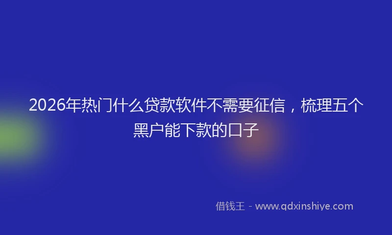 2026年热门什么贷款软件不需要征信，梳理五个黑户能下款的口子