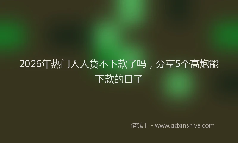 2026年热门人人贷不下款了吗，分享5个高炮能下款的口子