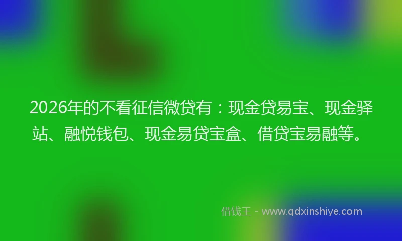 2026年的不看征信微贷有：现金贷易宝、现金驿站、融悦钱包、现金易贷宝盒、借贷宝易融等。
