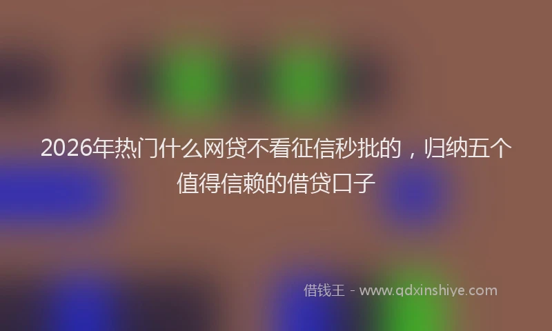 2026年热门什么网贷不看征信秒批的，归纳五个值得信赖的借贷口子