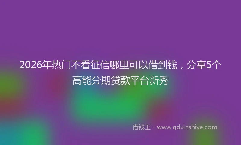 2026年热门不看征信哪里可以借到钱，分享5个高能分期贷款平台新秀