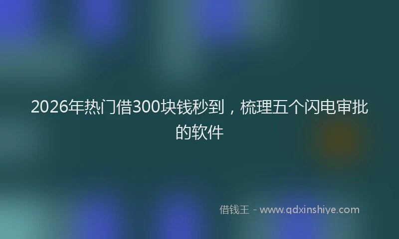 2026年热门借300块钱秒到，梳理五个闪电审批的软件