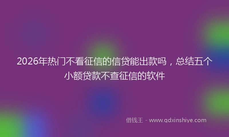 2026年热门不看征信的信贷能出款吗，总结五个小额贷款不查征信的软件
