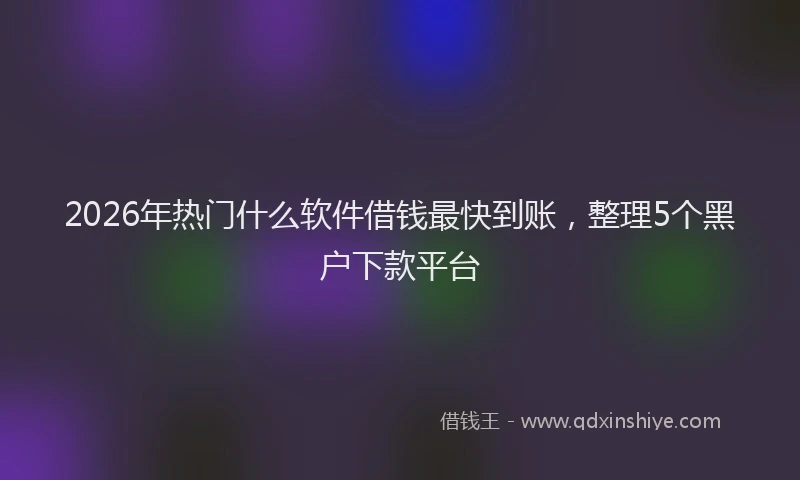 2026年热门什么软件借钱最快到账，整理5个黑户下款平台