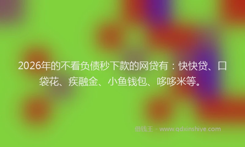 2026年的不看负债秒下款的网贷有：快快贷、口袋花、疾融金、小鱼钱包、哆哆米等。