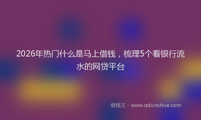 2026年热门什么是马上借钱，梳理5个看银行流水的网贷平台