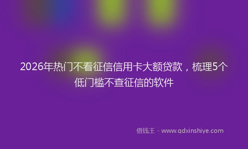 2026年热门不看征信信用卡大额贷款，梳理5个低门槛不查征信的软件