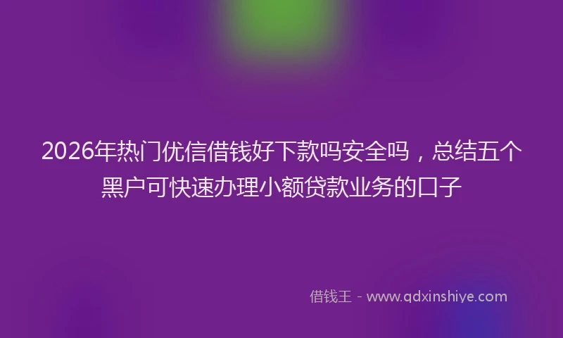 2026年热门优信借钱好下款吗安全吗，总结五个黑户可快速办理小额贷款业务的口子