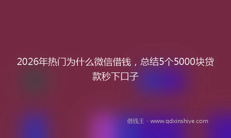 2026年热门为什么微信借钱，总结5个5000块贷款秒下口子