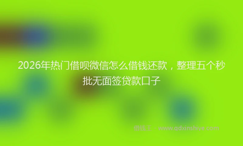 2026年热门借呗微信怎么借钱还款，整理五个秒批无面签贷款口子
