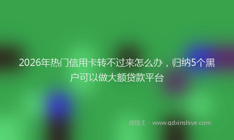 2026年热门信用卡转不过来怎么办，归纳5个黑户可以做大额贷款平台
