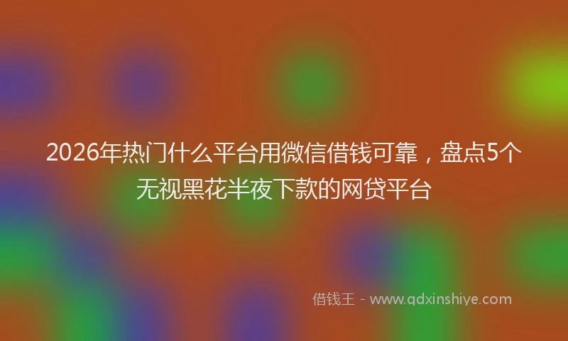 2026年热门什么平台用微信借钱可靠，盘点5个无视黑花半夜下款的网贷平台