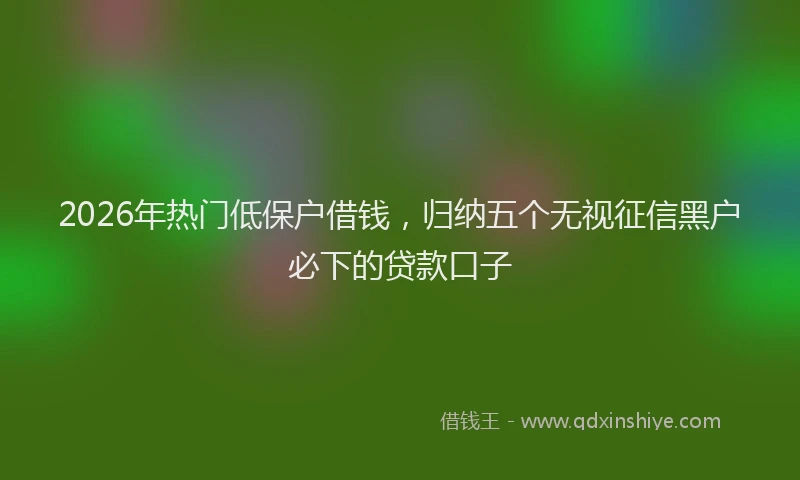 2026年热门低保户借钱，归纳五个无视征信黑户必下的贷款口子