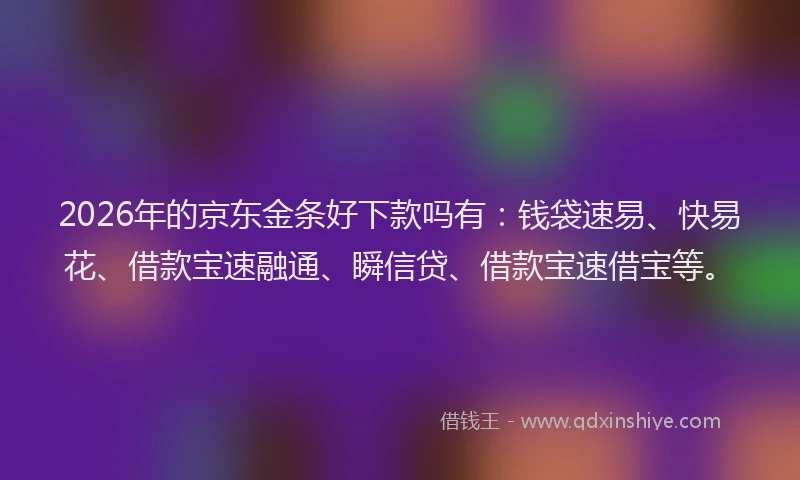2026年的京东金条好下款吗有：钱袋速易、快易花、借款宝速融通、瞬信贷、借款宝速借宝等。