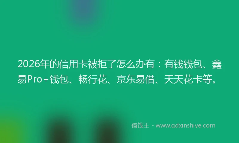 2026年的信用卡被拒了怎么办有：有钱钱包、鑫易Pro+钱包、畅行花、京东易借、天天花卡等。