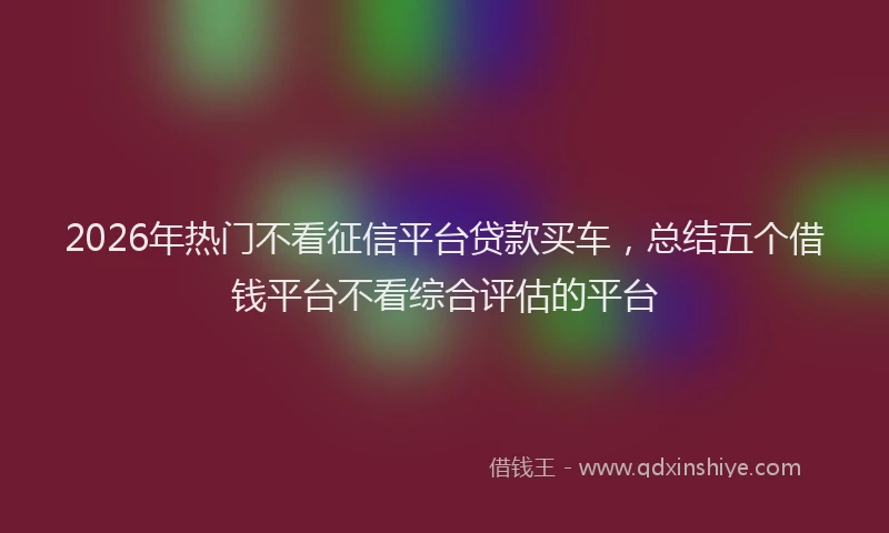 2026年热门不看征信平台贷款买车，总结五个借钱平台不看综合评估的平台
