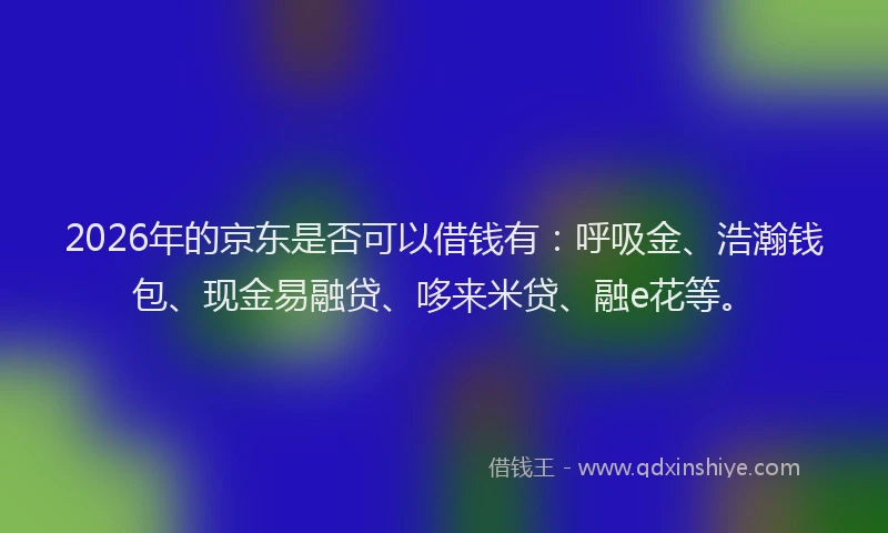 2026年的京东是否可以借钱有：呼吸金、浩瀚钱包、现金易融贷、哆来米贷、融e花等。