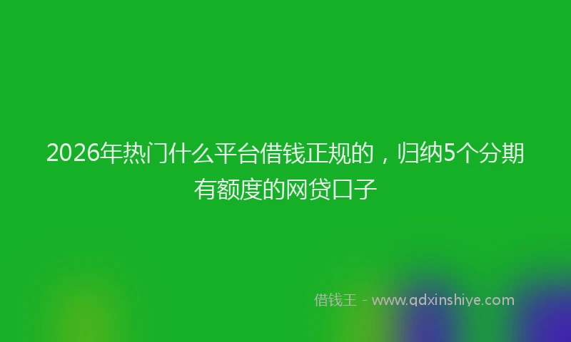 2026年热门什么平台借钱正规的，归纳5个分期有额度的网贷口子