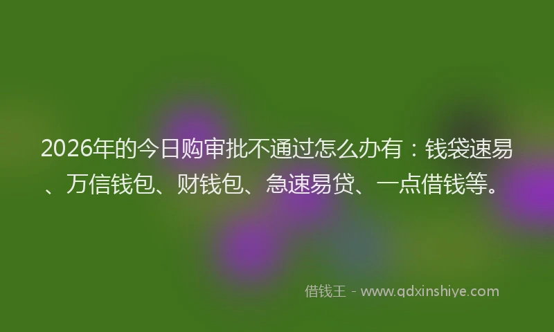 2026年的今日购审批不通过怎么办有：钱袋速易、万信钱包、财钱包、急速易贷、一点借钱等。