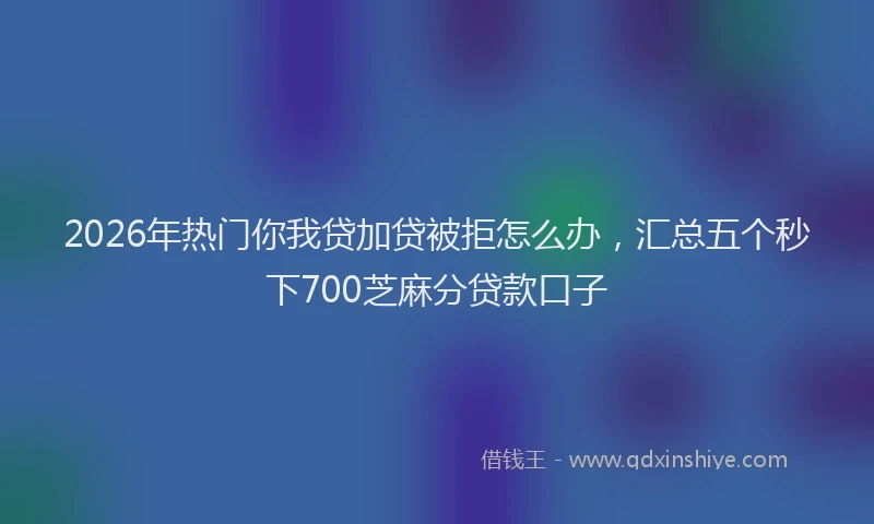 2026年热门你我贷加贷被拒怎么办，汇总五个秒下700芝麻分贷款口子