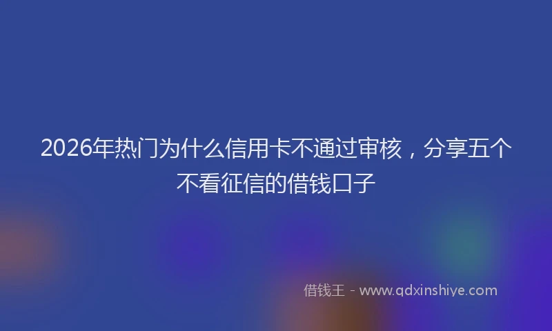 2026年热门为什么信用卡不通过审核，分享五个不看征信的借钱口子