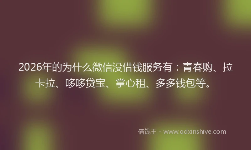 2026年的为什么微信没借钱服务有：青春购、拉卡拉、哆哆贷宝、掌心租、多多钱包等。