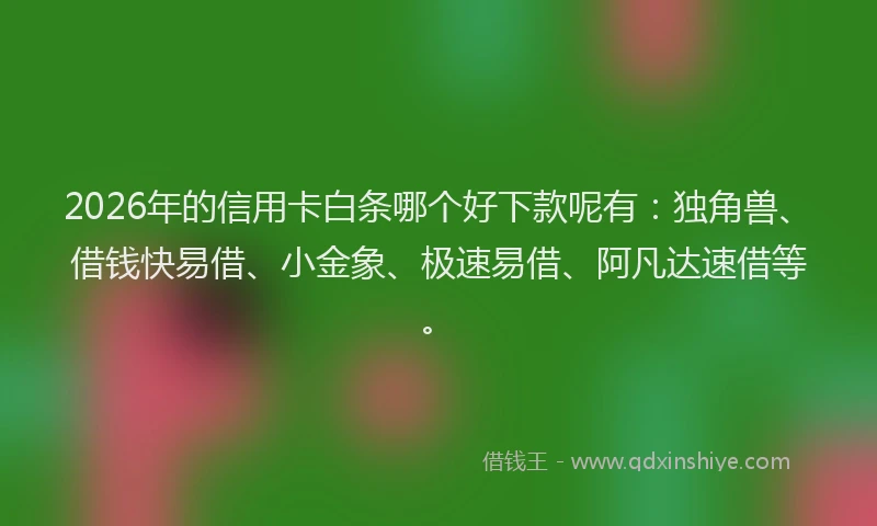 2026年的信用卡白条哪个好下款呢有：独角兽、借钱快易借、小金象、极速易借、阿凡达速借等。