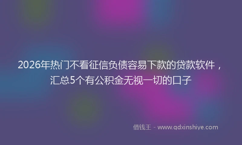 2026年热门不看征信负债容易下款的贷款软件，汇总5个有公积金无视一切的口子