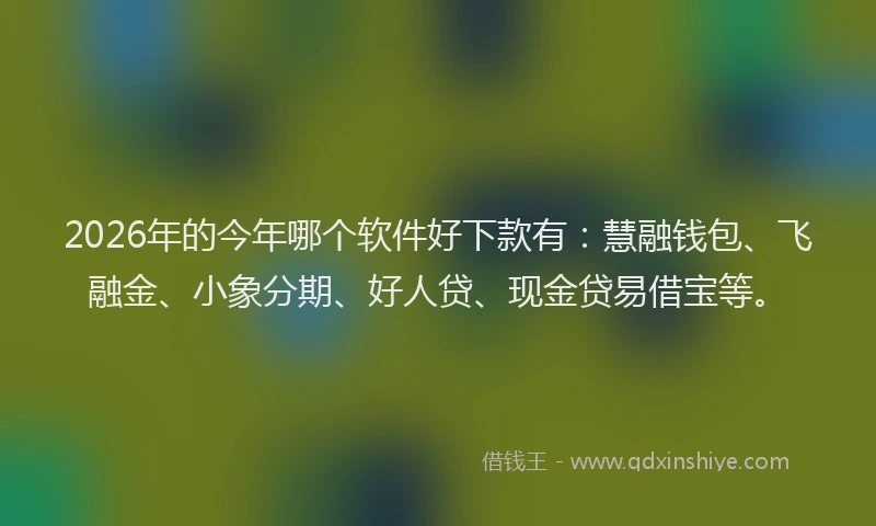 2026年的今年哪个软件好下款有：慧融钱包、飞融金、小象分期、好人贷、现金贷易借宝等。