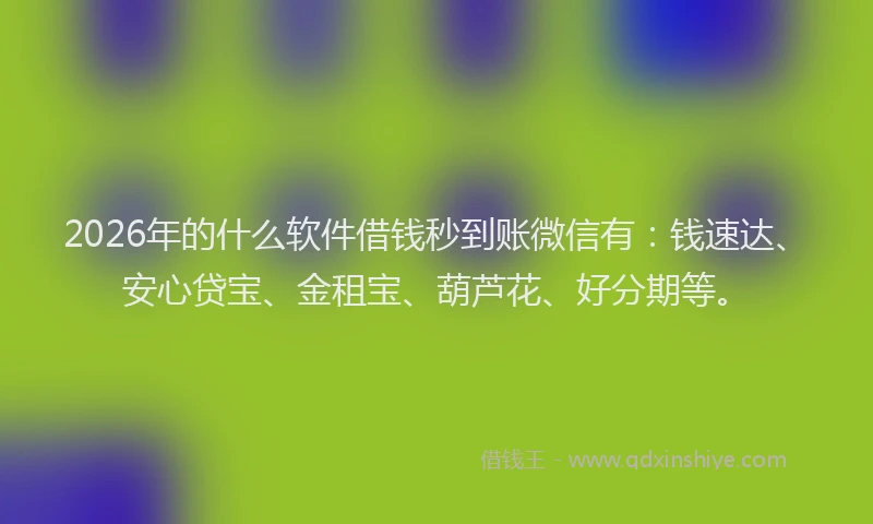 2026年的什么软件借钱秒到账微信有：钱速达、安心贷宝、金租宝、葫芦花、好分期等。