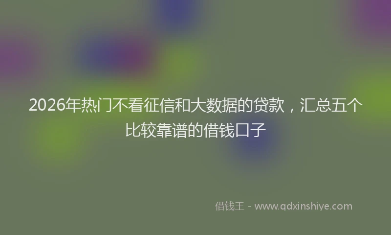 2026年热门不看征信和大数据的贷款，汇总五个比较靠谱的借钱口子