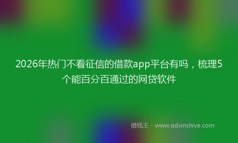 2026年热门不看征信的借款app平台有吗，梳理5个能百分百通过的网贷软件