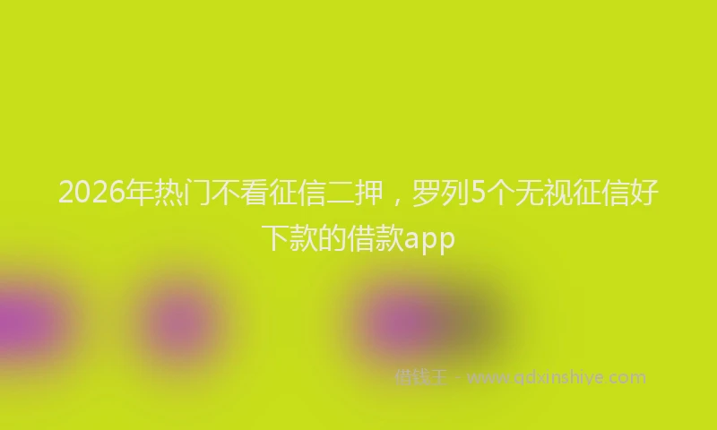 2026年热门不看征信二押，罗列5个无视征信好下款的借款app