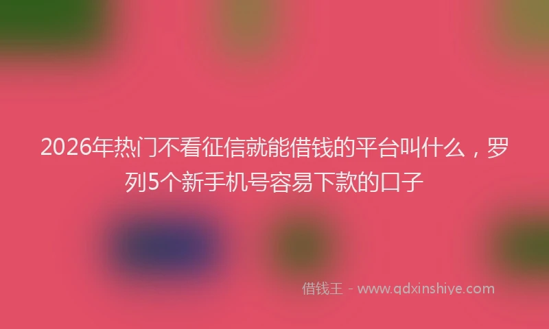 2026年热门不看征信就能借钱的平台叫什么，罗列5个新手机号容易下款的口子
