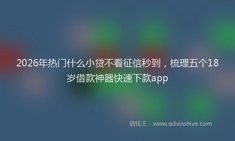 2026年热门什么小贷不看征信秒到，梳理五个18岁借款神器快速下款app