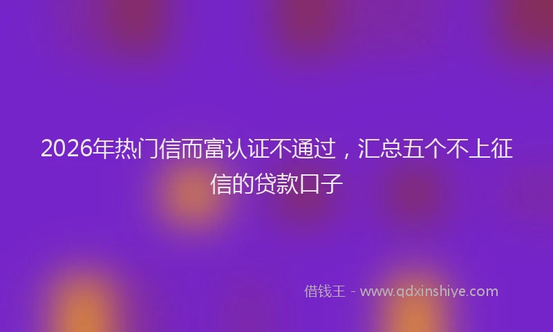 2026年热门信而富认证不通过，汇总五个不上征信的贷款口子