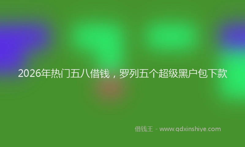 2026年热门五八借钱，罗列五个超级黑户包下款