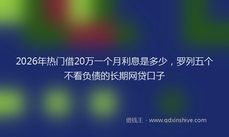 2026年热门借20万一个月利息是多少，罗列五个不看负债的长期网贷口子