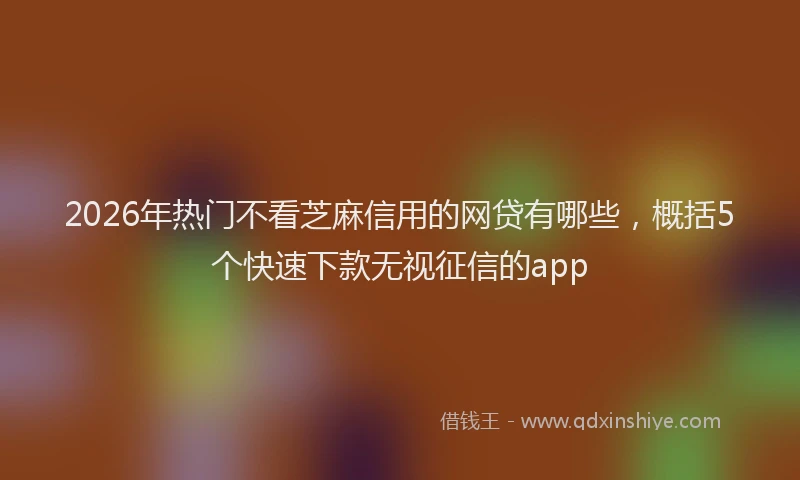 2026年热门不看芝麻信用的网贷有哪些，概括5个快速下款无视征信的app
