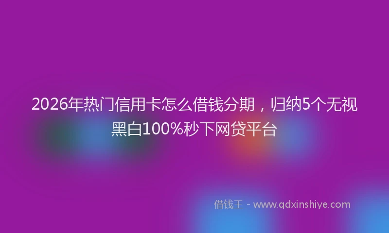 2026年热门信用卡怎么借钱分期，归纳5个无视黑白100%秒下网贷平台