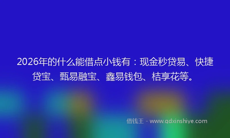 2026年的什么能借点小钱有：现金秒贷易、快捷贷宝、甄易融宝、鑫易钱包、桔享花等。