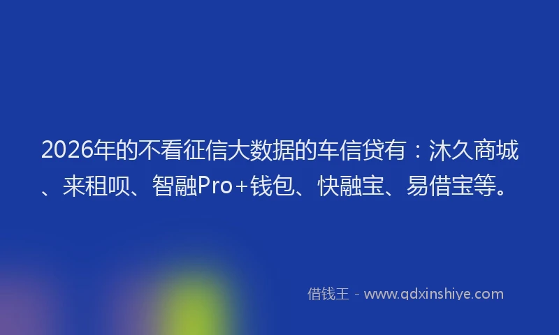 2026年的不看征信大数据的车信贷有：沐久商城、来租呗、智融Pro+钱包、快融宝、易借宝等。
