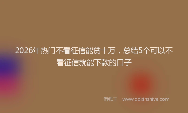 2026年热门不看征信能贷十万，总结5个可以不看征信就能下款的口子