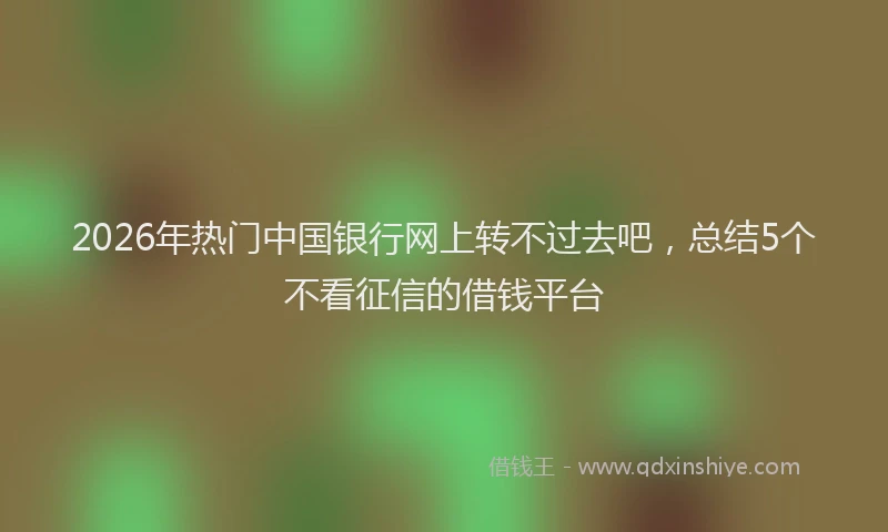 2026年热门中国银行网上转不过去吧，总结5个不看征信的借钱平台