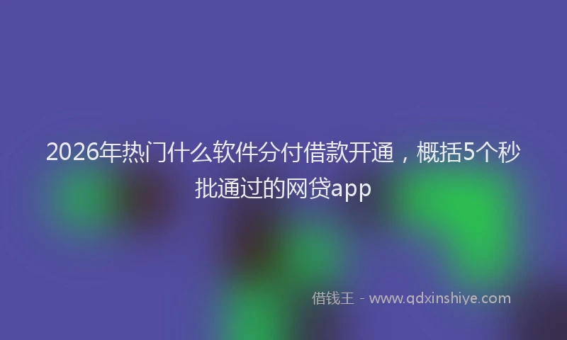 2026年热门什么软件分付借款开通，概括5个秒批通过的网贷app