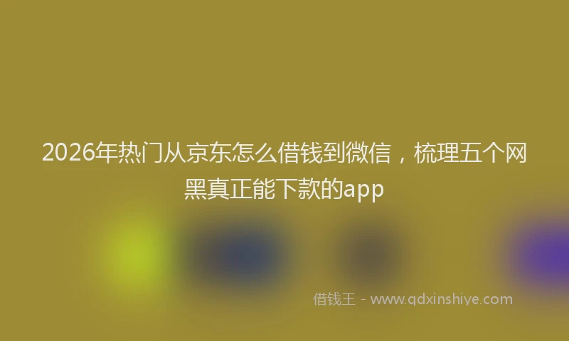 2026年热门从京东怎么借钱到微信，梳理五个网黑真正能下款的app