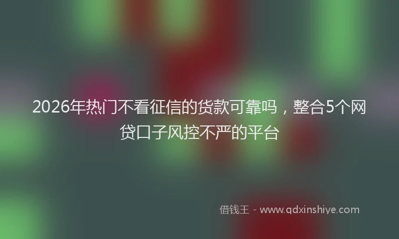 2026年热门不看征信的货款可靠吗，整合5个网贷口子风控不严的平台