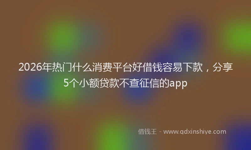 2026年热门什么消费平台好借钱容易下款，分享5个小额贷款不查征信的app
